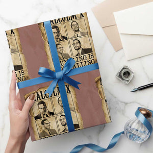 Malcolm X Wrapping Paper Roll Stumbling Is Not Falling Historical Poster TS12 Mocha Print Your Wear
