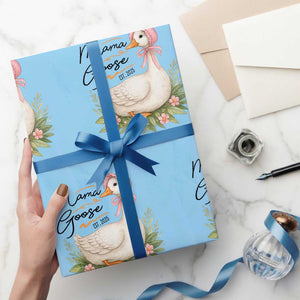 Mama Goose Est 2025 Wrapping Paper Roll Retro New Mom Mothers Day TS02 Light Blue Print Your Wear