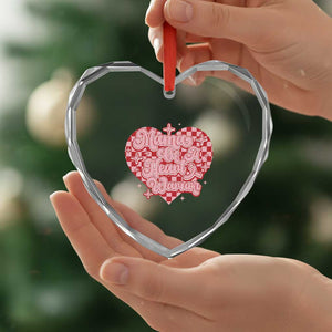 Mama Of A Heart Warrior Heart Crystal Glass Ornament CHD Awareness Retro Red Checkered Heart TS11 Print Your Wear