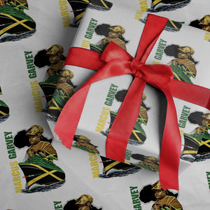 Marcus Garvey Jamaica Pride Wrapping Paper Roll One God One Aim One Destiny TS12 White Print Your Wear