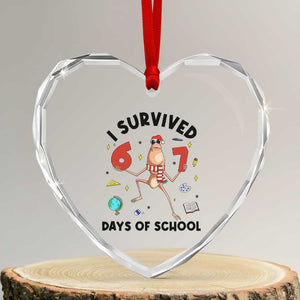 Marcus The Worm 67 Days of School Heart Crystal Glass Ornament I Survived Funny Six Seven Meme Christmas Vibe TS14 Transparent Glass 3'' Heart Print Your Wear