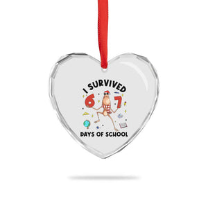 Marcus The Worm 67 Days of School Heart Crystal Glass Ornament I Survived Funny Six Seven Meme Christmas Vibe TS14 Print Your Wear