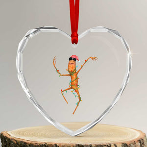 Marcus The Worm Christmas Heart Crystal Glass Ornament Internet Weirdcore Brainrot Humor TS10 Transparent Glass 3'' Heart Print Your Wear