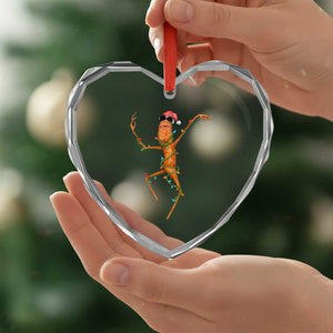 Marcus The Worm Christmas Heart Crystal Glass Ornament Internet Weirdcore Brainrot Humor TS10 Print Your Wear