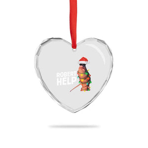 Marcus The Worm Christmas Heart Crystal Glass Ornament Robert Help Internet Weirdcore Brainrot Humor TS10 Print Your Wear
