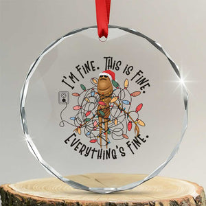Marcus The Worm Christmas Meme Crystal Glass Ornament I'm Fine Everything is Fine TS10 Transparent Glass 3'' Circle Print Your Wear