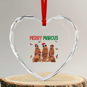 Marcus The Worm Christmas Meme Heart Crystal Glass Ornament Funny Brain Rot Gen Z Xmas TS14 Transparent Glass 3'' Heart Print Your Wear