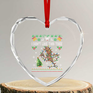 Marcus The Worm Christmas Meme Heart Crystal Glass Ornament I Dont Like This Tree Brainrot Funny Ugly Xmas TS10 Transparent Glass 3'' Heart Print Your Wear