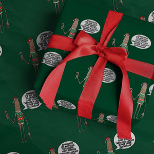 Marcus The Worm Christmas Meme Wrapping Paper Roll Locally Owned Greek Restaurant TS14 Green Print Your Wear