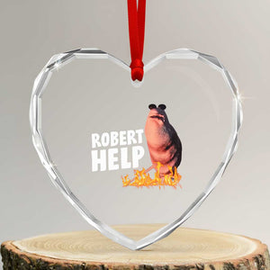 Marcus The Worm Heart Crystal Glass Ornament Funny Brainrot Meme Robert Help TS10 Transparent Glass 3'' Heart Print Your Wear