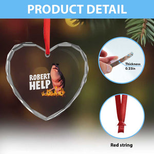 Marcus The Worm Heart Crystal Glass Ornament Funny Brainrot Meme Robert Help TS10 Print Your Wear