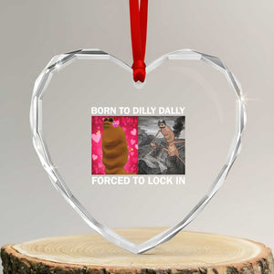 Marcus The Worm Meme Heart Crystal Glass Ornament Born To Dilly Dally Forced To Lock In Funny Cute Brainrot TS10 Transparent Glass 3'' Heart Print Your Wear