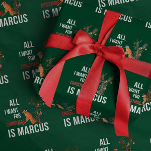 Marcus The Worm Robert Christmas Meme Wrapping Paper Roll All I Want For Xmas Is Marcus TS14 Green Print Your Wear
