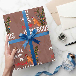 Marcus The Worm Robert Christmas Meme Wrapping Paper Roll All I Want For Xmas Is Marcus TS14 Mocha Print Your Wear