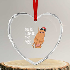 Marcus The Worm Robert Meme Christmas Heart Crystal Glass Ornament You Are Running The Vibe TS14 Transparent Glass 3'' Heart Print Your Wear