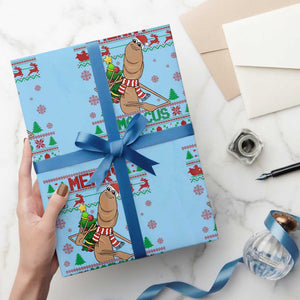 Marcus The Worm Christmas Meme Wrapping Paper Roll Funny Brain Rot Xmas TS14 Light Blue Print Your Wear