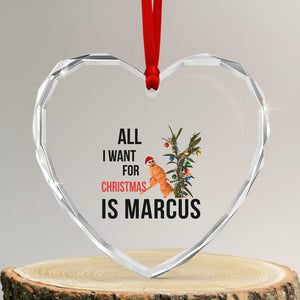 Marcus The Worm Robert Meme Heart Crystal Glass Ornament All I Want For Christmas Is Marcus TS14 Transparent Glass 3'' Heart Print Your Wear