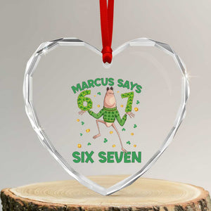 Marcus The Worm St Patricks Day Heart Crystal Glass Ornament Funny 67 Six Seven Hands Meme TS14 Transparent Glass 3'' Heart Print Your Wear