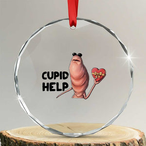 Marcus The Worm Valentine Meme Crystal Glass Ornament Cupid Help TS14 Transparent Glass 3'' Circle Print Your Wear