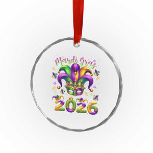Mardi Gras 2026 Crystal Glass Ornament Funny Jester Hat Carnival Fleur De Lis TS11 Print Your Wear