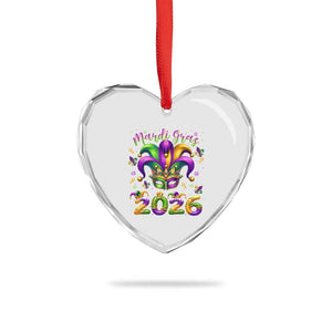 Mardi Gras 2026 Heart Crystal Glass Ornament Funny Jester Hat Carnival Fleur De Lis TS11 Print Your Wear