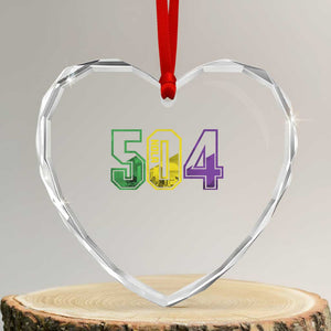 Mardi Gras 504 Nola New Orleans Louisiana LA Heart Crystal Glass Ornament TS11 Transparent Glass 3'' Heart Print Your Wear