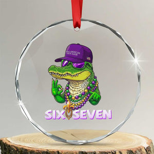 Mardi Gras Alligator Crystal Glass Ornament Funny Six Seven MAGA Political Meme TS14 Transparent Glass 3'' Circle Print Your Wear