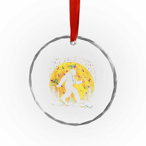 Mardi Gras Bigfoot Crystal Glass Ornament Funny Sasquatch Carnival Trendy Meme TS14 Print Your Wear