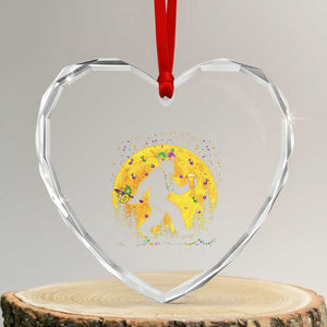 Mardi Gras Bigfoot Heart Crystal Glass Ornament Funny Sasquatch Carnival Trendy Meme TS14 Transparent Glass 3'' Heart Print Your Wear