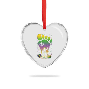 Mardi Gras Bigfoot Heart Crystal Glass Ornament Sasquatch Forest Footprint Carnival Party TS14 Print Your Wear