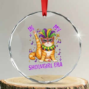Mardi Gras Cat Crystal Glass Ornament In My Showgirl Era TS14 Transparent Glass 3'' Circle Print Your Wear