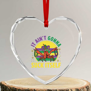 Mardi Gras Crawfish Heart Crystal Glass Ornament It Ain't Gonna Suck Itself TS14 Transparent Glass 3'' Heart Print Your Wear