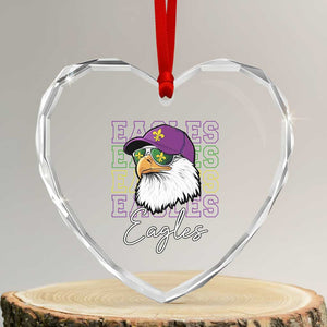 Mardi Gras Eagles Heart Crystal Glass Ornament 2025 Champs NOLA Louisiana TS02 Transparent Glass 3'' Heart Print Your Wear
