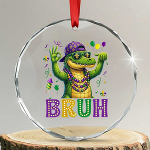 Mardi Gras Mardigator Alligator Six Seven Bruh Meme Crystal Glass Ornament TS12 Transparent Glass 3'' Circle Print Your Wear