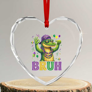 Mardi Gras Mardigator Alligator Six Seven Bruh Meme Heart Crystal Glass Ornament TS12 Transparent Glass 3'' Heart Print Your Wear