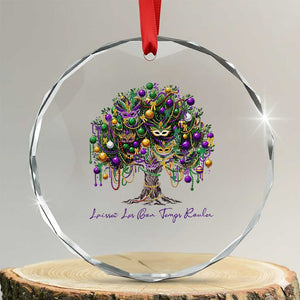 Mardi Gras Mask Tree Crystal Glass Ornament Laissez Les Bon Temps Rouler TS14 Transparent Glass 3'' Circle Print Your Wear