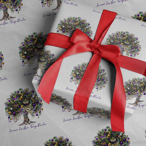 Mardi Gras Mask Tree Wrapping Paper Roll Laissez Les Bon Temps Rouler TS14 White Print Your Wear