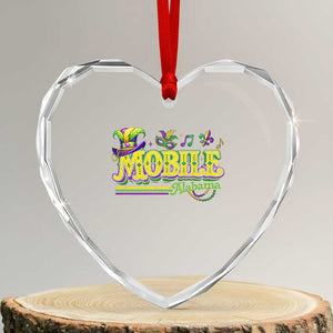 Mardi Gras Mobile Alabama AL Carnival Beads Heart Crystal Glass Ornament TS11 Transparent Glass 3'' Heart Print Your Wear