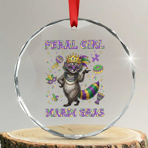 Mardi Gras Raccoon Crystal Glass Ornament Feral Girl Mardi Gras TS14 Transparent Glass 3'' Circle Print Your Wear