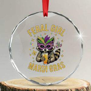 Mardi Gras Raccoon Crystal Glass Ornament Feral Girl Mardi Gras Trash Panda TS14 Transparent Glass 3'' Circle Print Your Wear