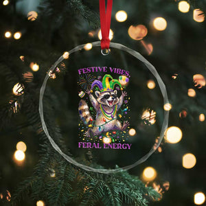 Mardi Gras Raccoon Crystal Glass Ornament Festive Vibes Feral Energy TS14 Print Your Wear