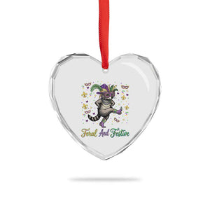 Mardi Gras Raccoon Heart Crystal Glass Ornament Feral And Festive TS14 Print Your Wear