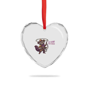 Mardi Gras Raccoon Heart Crystal Glass Ornament Yee Haw Cowboy Mardi Gras Carnival Trendy Meme TS14 Print Your Wear