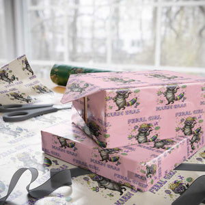 Mardi Gras Raccoon Wrapping Paper Roll Feral Girl Mardi Gras TS14 Light Pink Print Your Wear