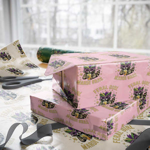 Mardi Gras Raccoon Wrapping Paper Roll Feral Girl Mardi Gras Trash Panda TS14 Light Pink Print Your Wear