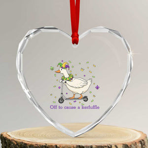 Mardi Gras Silly Goose Heart Crystal Glass Ornament Off To Cause A Kerfuffle TS14 Transparent Glass 3'' Heart Print Your Wear