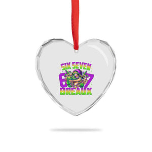 Mardi Gras Six Seven Breaux Heart Crystal Glass Ornament Funny Mardigator Alligator 6 7 Meme TS11 Print Your Wear