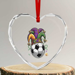 Mardi Gras Soccer Ball Heart Crystal Glass Ornament Funny Louisiana Carnival Sports Gift TS12 Transparent Glass 3'' Heart Print Your Wear