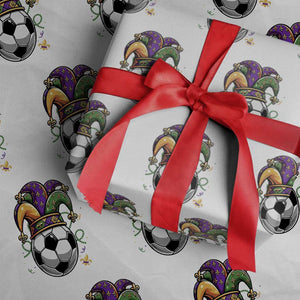 Mardi Gras Soccer Ball Wrapping Paper Roll Funny Louisiana Carnival Sports Gift TS12 White Print Your Wear