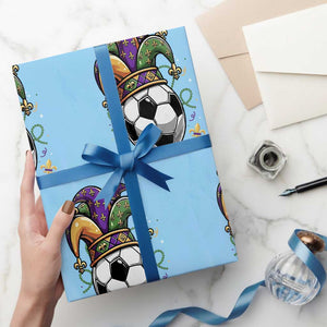 Mardi Gras Soccer Ball Wrapping Paper Roll Funny Louisiana Carnival Sports Gift TS12 Light Blue Print Your Wear